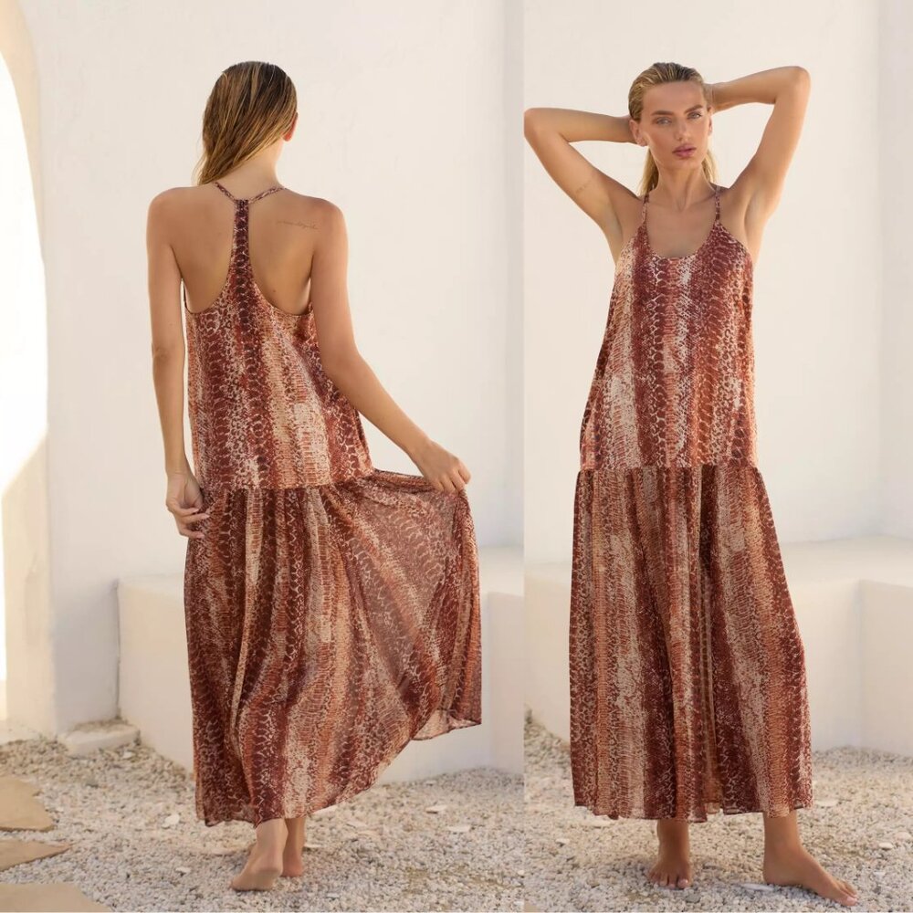 By Anthropologie Sleeveless Sheer Midi Dress xS new with tag